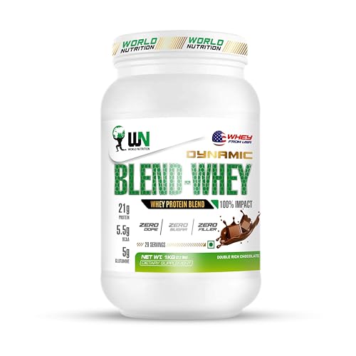Image of Dynamic Blend Whey Protein | 21g Protein, 5.5g BCAA & 5g Glutamine | Muscle Building, Recovery, Lean Mass & Strength Support | Double Rich Chocolate Flavor - 1kg