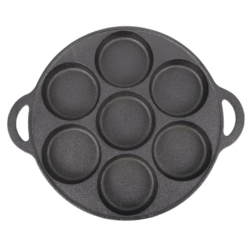 ETHZZLE 加厚鋳鉄製目玉焼きフライパン 七穴付きオムレツパンケーキ調理用耐熱ハンドル付き調理器具家用 設計