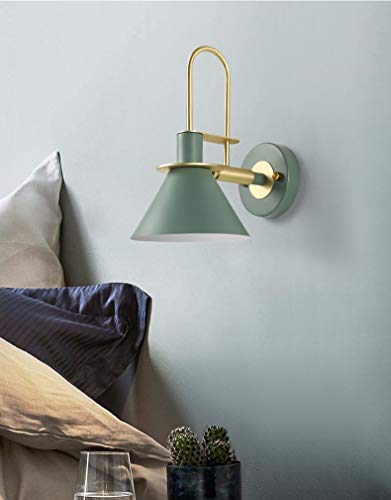 Wandleuchte Nordic Einfachheit Macarons Wandlampe Nachttischlampe Spiegel Scheinwerfer Farbe Schmiedeeisen Für Wohnzimmer Schlafzimmer Balkon Korridor Studie WC usw. 31 * 24 Grün (ohne Glühbirne) Cover