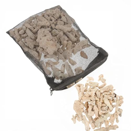 SUFUNNY Crushed Coral for Freshwater Aquarium,Fish Tank Crushed Coral Ph Aquarium Bio Filter Media Bag Media Reusable Aquarium Filter (500g)
