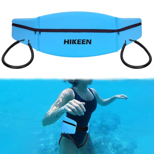 Hikeen Swim Belt for Adults/Kids,Water Aerobics Equipment with Fixing Straps and Zipped Pocket,Adults Pool Exercise Equipment for Pool Exercises and Workouts (Blue,Plus) by Hikeen - Used condition - US$14.72