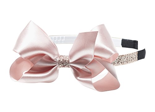 Anna Belen"Taylor" Satin Bow on a Glitter Headband O/S Dusty Pink