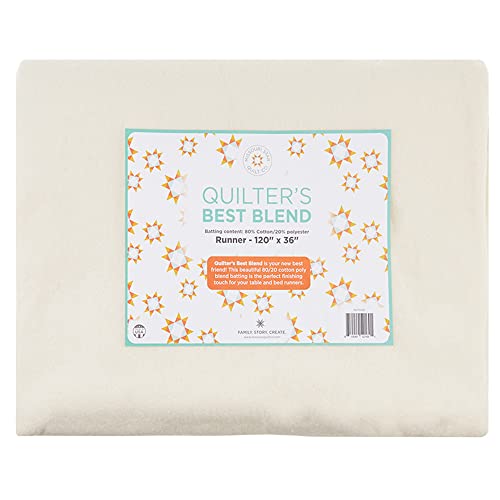 Quilt Batting for Sewing, 120 x 36 | 80/20 Warm Cotton Poly Filling | Medium Weight Batting White Table/Bed Runner