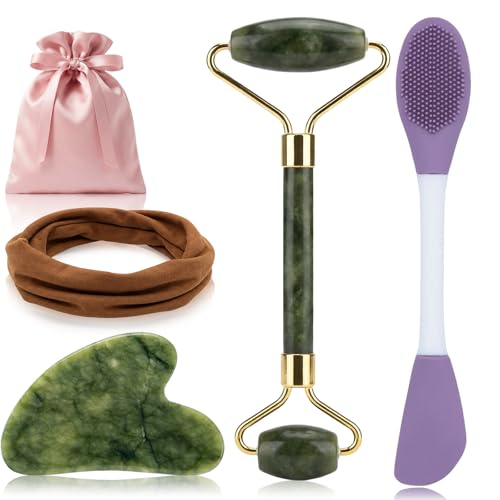 5PCS Face Roller & Gua Sha Facial Tools, Face Massage for Wrinkle...