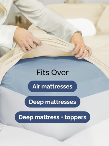 Image of Extra Deep Pocket Twin XL Size Sheet Set - Breathable & Cooling - Off White