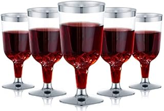 LATERN 30Pcs Plastic Wine Glasses, 170ml Silver Wine Tasting Glasses Reusable Stemmed Party Wine Cups for Drinks Whiskey Champagne Beer Cocktail Martini (13.4 x 6.5cm)