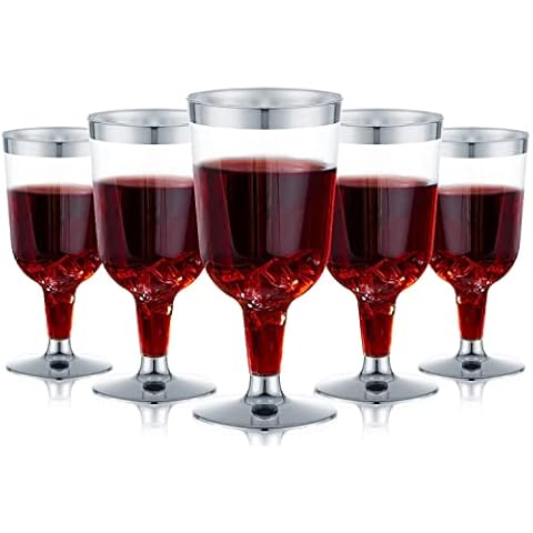 LATERN 30Pcs Silver Plastic Wine Glasses Cover