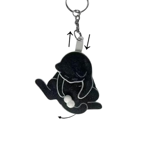 Ehoter Black Mischief Cat Interactive Keychain Cat Play With Its Spinning Balls Funny Pendant Cat Interactive Keychain Cat Play With Its Spinning Balls Funny Pendant Gag Gift For Kitty Lovers (Black)