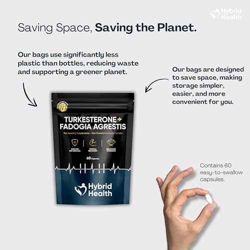 Turkesterone + Fadogia Agrestis | 1000 MG | Maximum Strength Muscle Growth Supplements | 100% Natural Non-GMO Gluten Free Vegan | 60 Capsules - 5