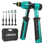 LIBRATON Rivet Nut Tool, Rivnut Tool, Professional Ratchet Nutsert Tool Kit, Nutsert Gun Kit with 5 Metric Mandrels, 5 Nut Heads, 50PCS Rivet Nuts, Rugged Carry Case, Insert Tool Kit for Automotive