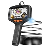 Industrielles Endoskop mit Zwei Linsen, 4,3"-HD-Bildschirm, 1080p-Inspektionskamera, wasserdichter IP67-Sonde mit 8 LEDs, Halbstarres Kabel, für Sanitär, Klima und Kfz Technik (2M (6.5FT))