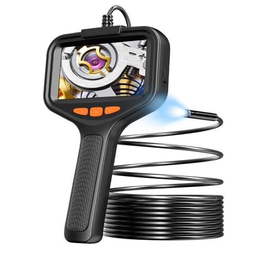 Caméra endoscopique avec 8 lumières LED, endoscope HD 1080p avec écran de 4,3, câble semi-rigide, caméra d'inspection étanche IP67 pour automobile, plomberie, drainage, tuyau (2 m)