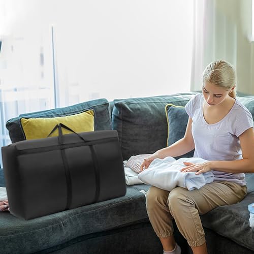 YWKJDDM Super Groß Aufbewahrungstasche, 150L Oxford Aufbewahrungsbehälter Organisator, 600D Langlebige Tragetasche Camping Tasche für Bettwäsche Bettdecken Kleidung Kissen Reise Organisator(Schwarz)