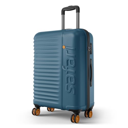 Image of Safari Large Polycarbonate Spinner Wheels Insignia 8 Wheels 81cm Size Check-in Trolley Bag, TSA Lock, Hard Case, XL Size International Travel Luggage, Suitcase for Travel, Ink Blue
