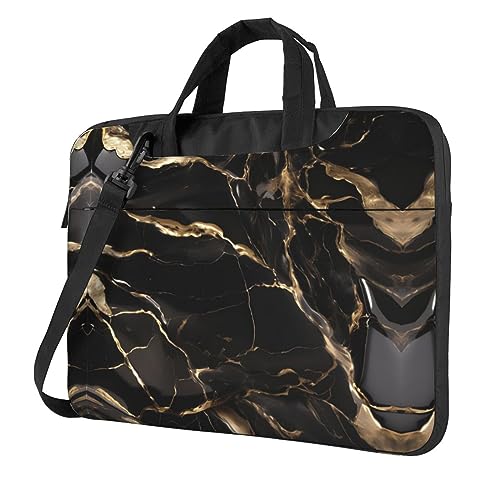 HYTTER Laptop Bag - Portable, Stylish, And Durable - Ideal For Both Men And Women Black Gold Marble 15.6 Inch Pattern