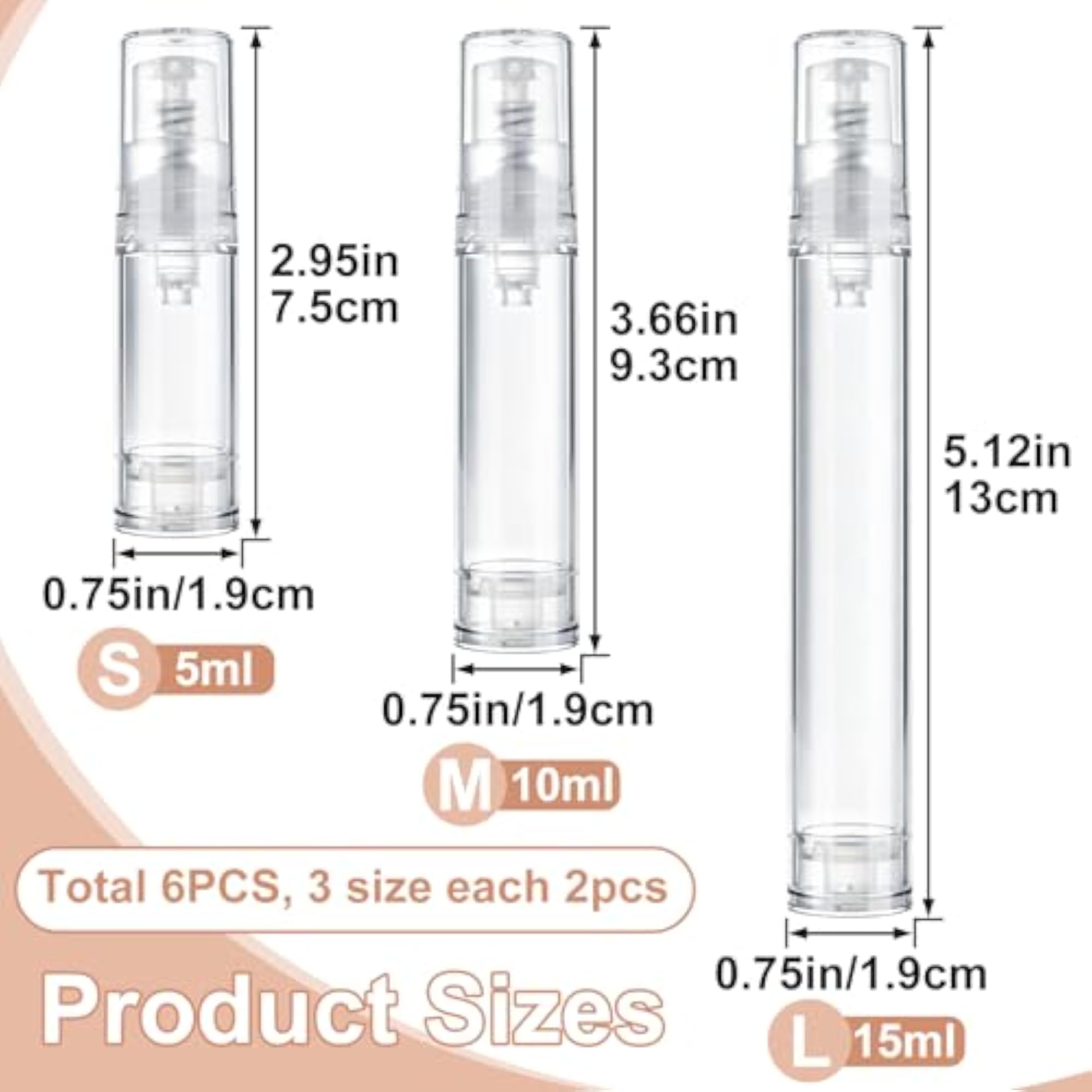 6 Pcs Clear Vacuum Pump Bottles for Travel