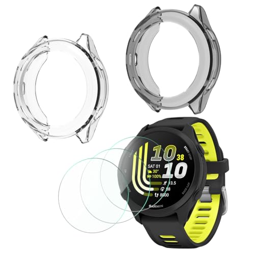 FCMEDZI �X�}�[�g�E�H�b�`�X�N���[���v���e�N�^�[ Garmin Forerunner 170 & 170 Music/Forerunner 70�Ή� �P�[�X TPU �\�t�g�t���[���J�o�[�Ƌ����K���X�X�N���[���ی�t�B���� (3+2���p�b�N)
