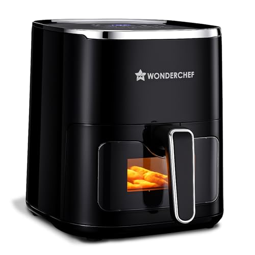 Image of Wonderchef Evita Digital Air Fryer, 1350W, 5 L, Rapid Hot Air Technology, 8 Pre-set Menus, Non-stick Basket, In-built Memory, Customised Time & Temperature Control, Fry, Bake, Grill, 2-Yr Warranty