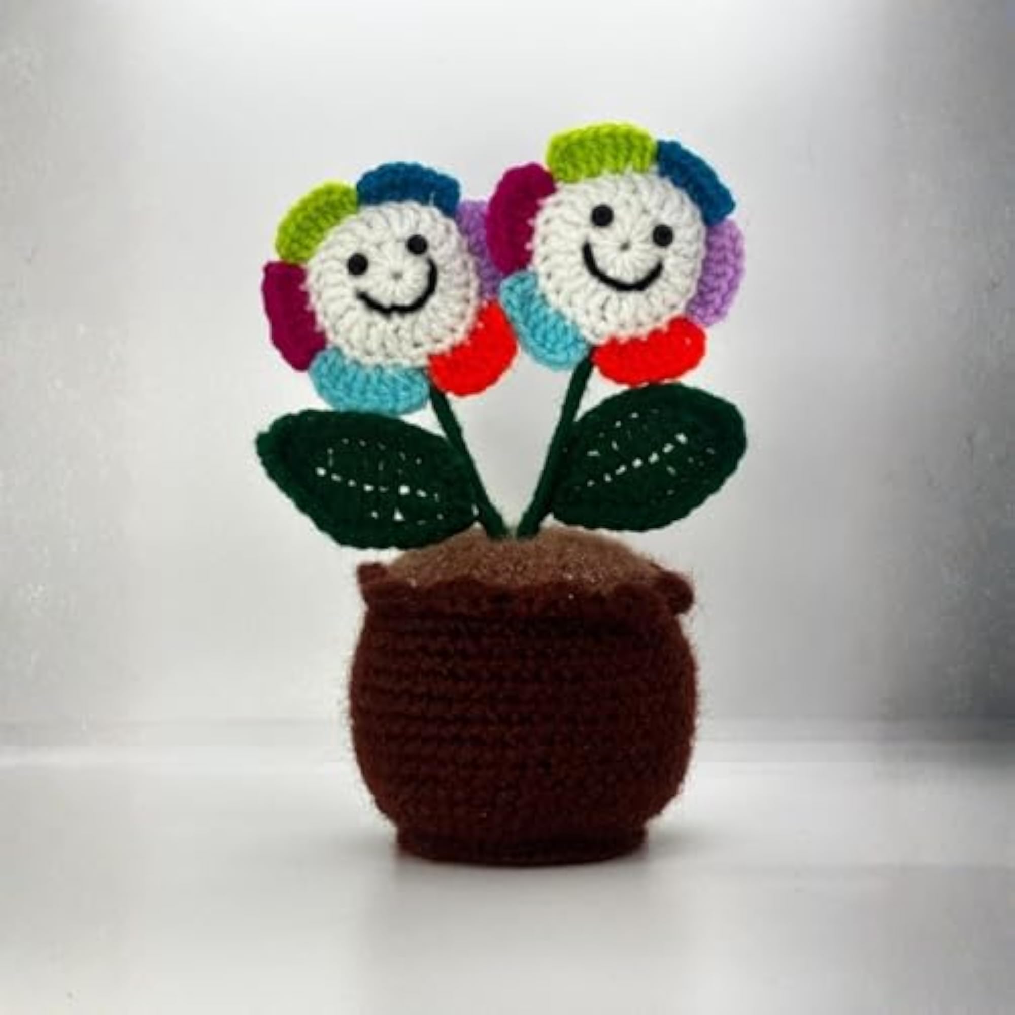 Handmade Crochet Smiley Face Pot for Home Decor