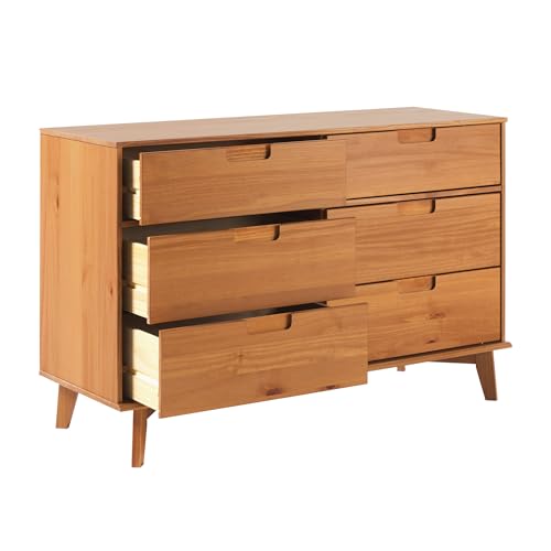 Home Accent Furnishings Mid-Century Modern Solid Wood 6-Drawer Dresser - Caramel - Thumbnail 6