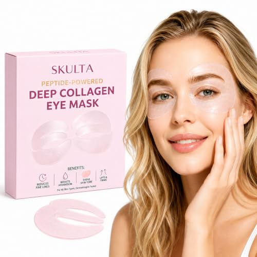 Pure Verge Skulta Deep Peptide Collagen Eye Mask Peptide-8 Hydrogel Under Eye Patches for Puffiness Dark Circles & Fine Lines 360 Full Eye Coverage Lifts & Firms Sagging Eye Area (1 Boxes)