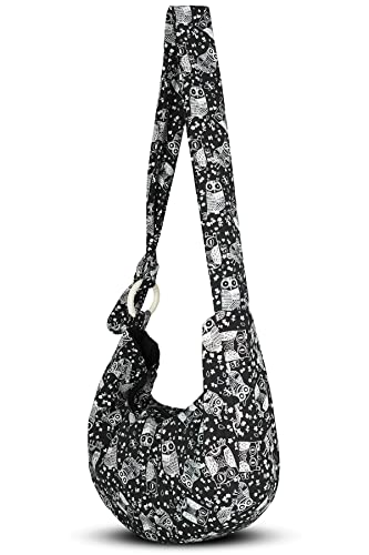 Image of Hobo Crossbody Bag for Women - Handmade Cotton Boho Purse with Wooden Ring | Lightweight Slouchy Shoulder Sling Tote Bag