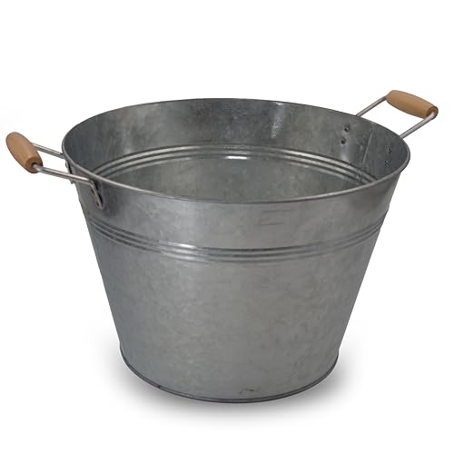 Blümelhuber Verzinkte Wanne - Große Schale zum Bepflanzen - Shabby Chic Garten Deko Draußen - Wasserwanne Miniteich Balkon Deko - Teichwanne Garten Deko