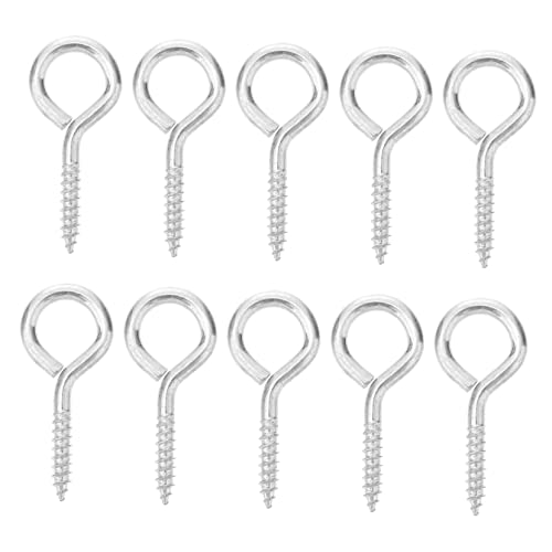 CIYODO High Grade Metal Nickel Plated 10pcs 2.5 Inch Eye Bolt Self-Tapping Screweye for Wood Cable Rope Flower Pot