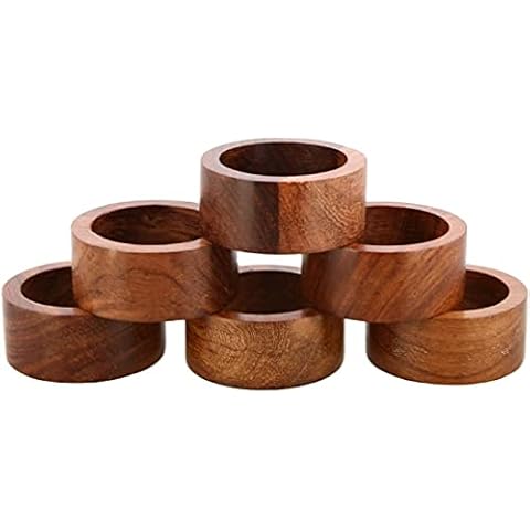 Divine glance Handmade Wood Napkin Ring Set with Napkin Rings (6) Cover