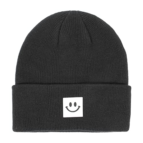 Baby Winter Hat Soft Warm Knitted Beanie Hat with Cute Smile Face Beanie Cap for Boys Girls