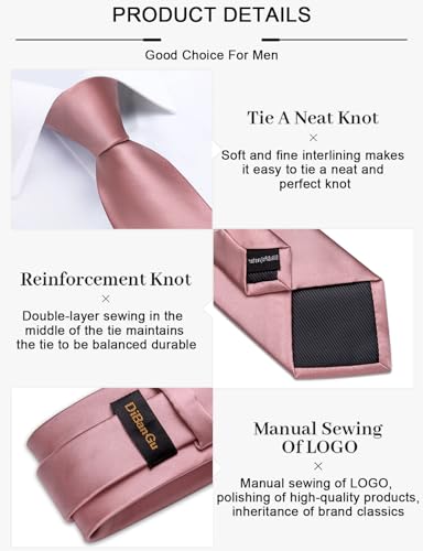 Image of DiBanGu Mens Solid Color Tie and Pocket Square Set Woven Silk Plain Necktie & Handkerchief for Men Wedding Party Formal