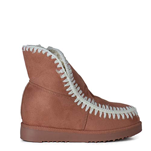 Altamoda Botas Australianas para Mujer Calientes Cuña Interior y Forrada con Pelo Rosa (38)