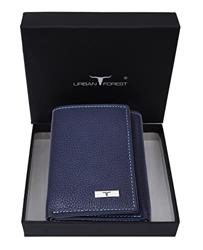 Image of URBAN FOREST Travis Blue Leather Wallet for Men