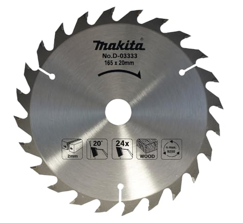 Makita D-03333 Hoja De Sierra Circular Estándar TCT 165x20mm 24T Madera