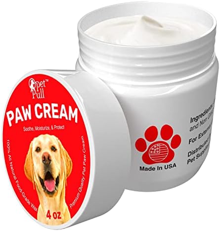 Pet Pull Paw Cream (4 oz) Dog Paw Protector for Heat, Cold & Rough Surfaces - Paw Moisturizer Balm with Natural Waxes & Oils - Puppy Invisible Boot Soothes, Moisturizes, Protects