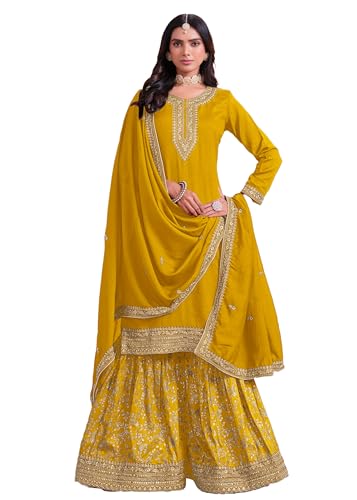 Costume Sharara indien en soie noble création artisanale modèle 12066