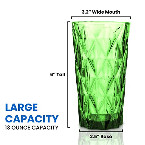 Chef's Star 13 Oz Water Glasses, Vintage Glassware, Highball Drinking Glasses, Textured Glass Cups, Colored Kitchen Glassware, Elegant Retro Drinking Glasses, For Kitchen Or Home Bar Set Of 3 #TOP2