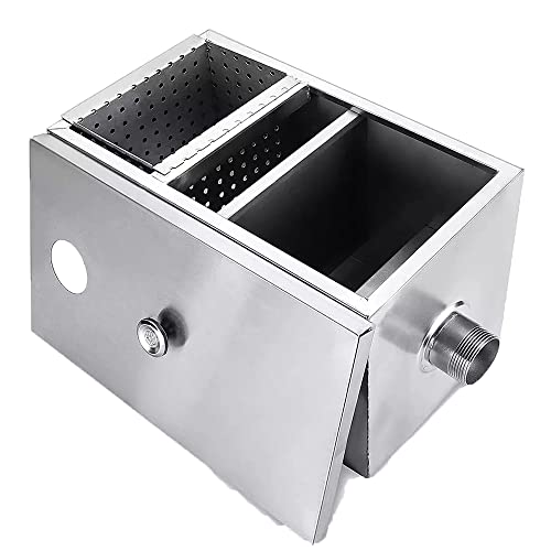 Grease Trap Commercial Grease Trap 304 Stainless Steel Interceptor Set Under Sink Grease Trap Detachable Design Grease Trap Interceptor For Restaurant Kitchen Wastewater Removable Baffles #TOP1