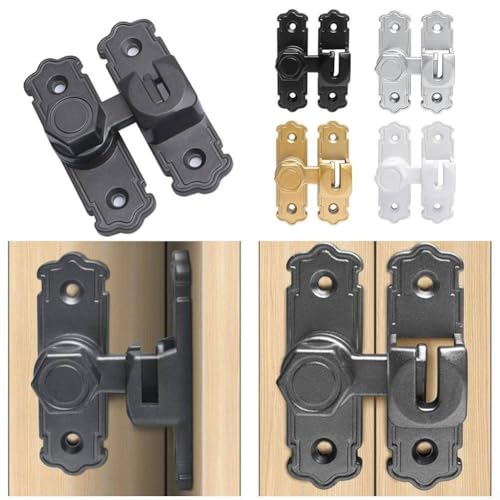 Hosrivae Cerradura de puerta de granero inoxidable para puertas correderas, cerrojo de seguridad de aleación de aluminio resistente con perno de 90 grados, accesorio de privacidad para garaje y