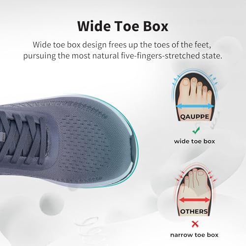 QAUPPE Wide Toe Box Shoes for Men Walking Shoes with Arch Support Plantar Fasciitis Orthotic Sneakers Tennis Sneakers US 8-132