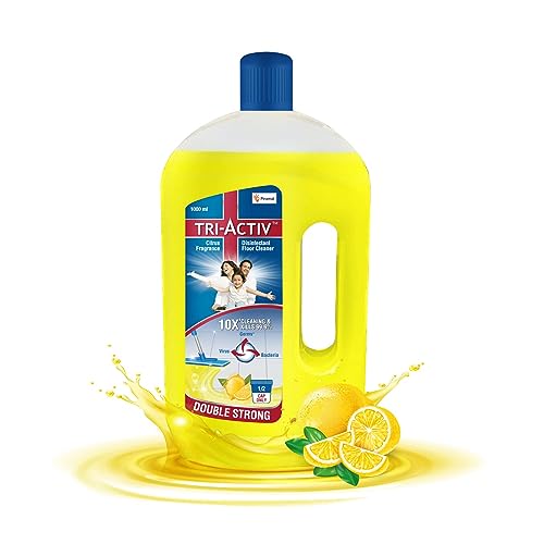 Tri-Activ Double Strong Disinfectant Floor Cleaner | Half Cap Only | 10X Cleaning With 99.9% Germ Kill | Citrus Fragrance – Pack Of 1 (1000Ml)