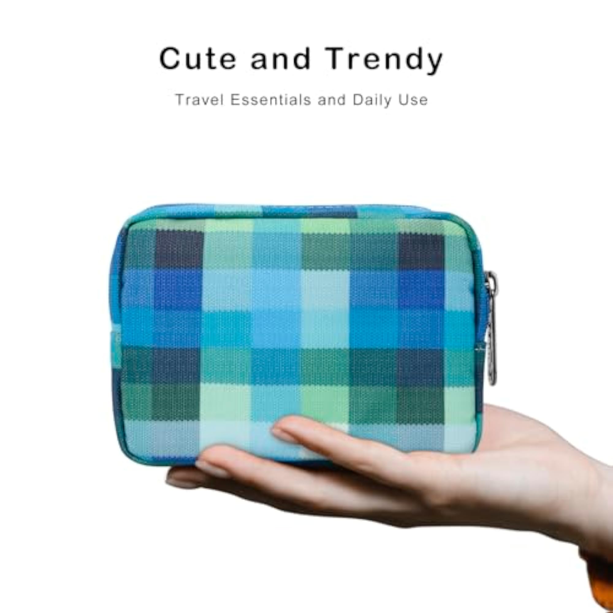 Small Canvas Zippered Cosmetic Bag, Portable Daily Storage