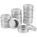 BENECREAT 14 Pack 2 OZ Tin Cans Screw Top Round Aluminum Cans Screw Lid Containers with Clear Window - Great for Store Spices, Candies, Tea or Gift Giving (Platinum)