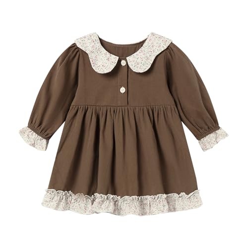 Baby Girls Floral Cotton Dress Peter Pan Collar Spring Fall Dresses for Girl 6M-4T