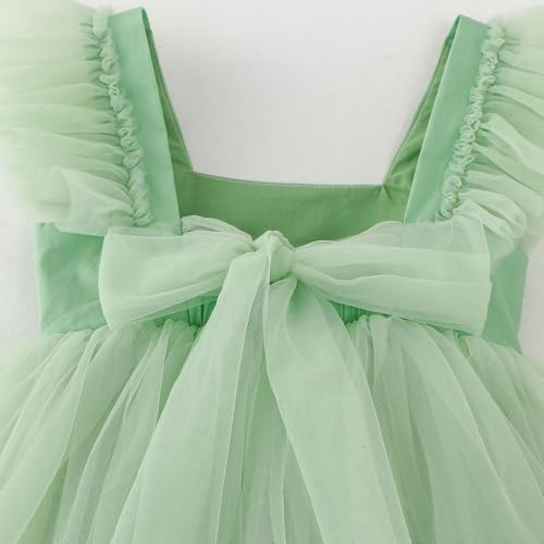 Image of Tutu.kk Toddler Girls Vintage Party Dress Ruffled Sleeve A-Line Tulle Flower Girl Dresses for Wedding,Birthday