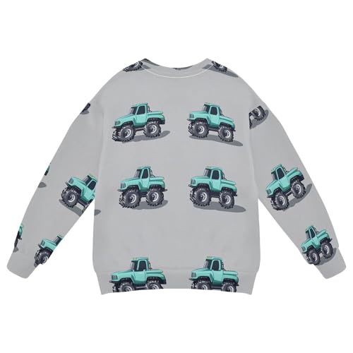 JUNZAN Cartoon Truck Car Grey Little Boys Hoodie Sweatshirt Crewneck Boys Sweat Shirt Party 4T2