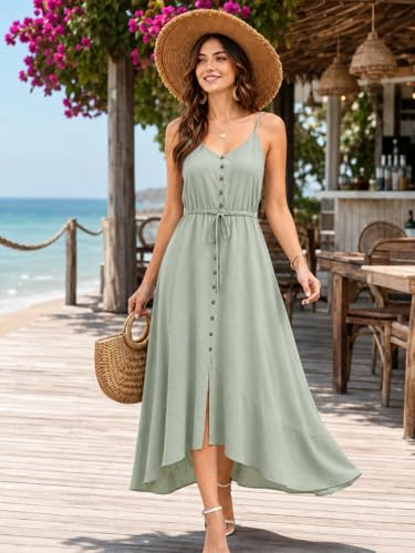 Image of BROVAVE Women's 2026 Summer Casual Boho Sundress Spaghetti Strap Midi Dress