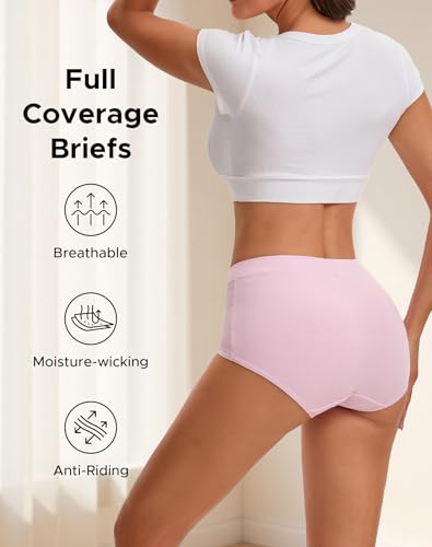 Image of INNERSY Women's Cotton Underwear High Waisted Briefs 4-Pack