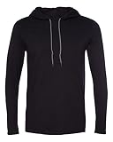 Anvil Lightweight Long Sleeve Hooded T-Shirt. 987 Large Black/Dark Grey