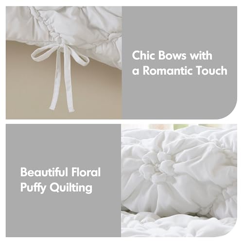 Intelligent Design Puffy Floral Shabby Chic White Queen Comforter Set, 3pc - image 5